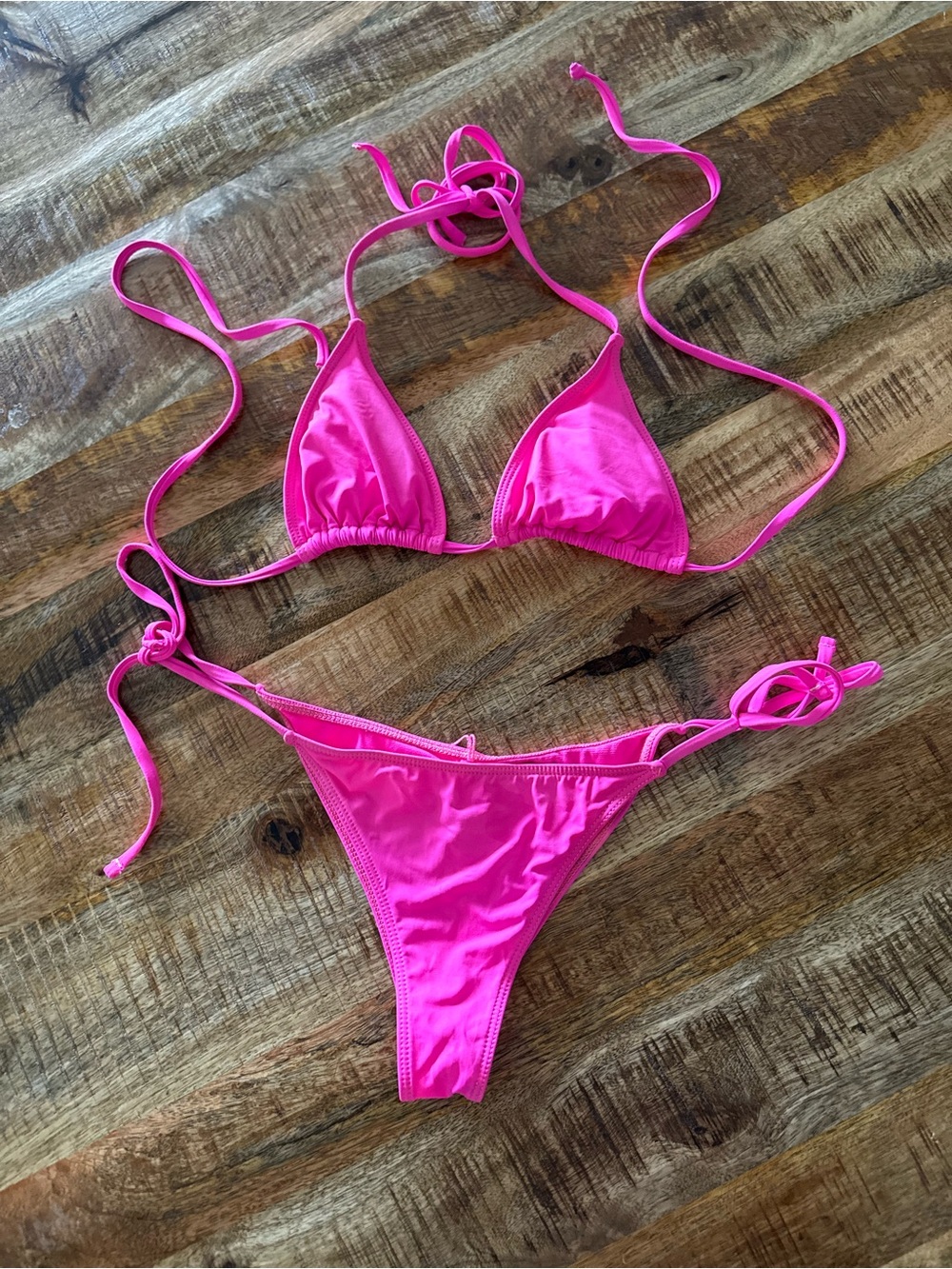 Women's Hot Pink Triangle String Bikini - Unbranded